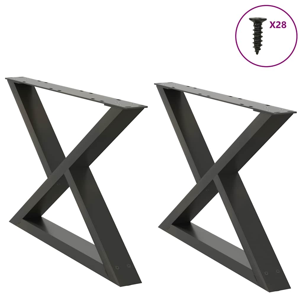 vidaXL Picioare pentru măsuță de cafea, 2 buc., antracit, 70x(42-43,3) cm, oțel