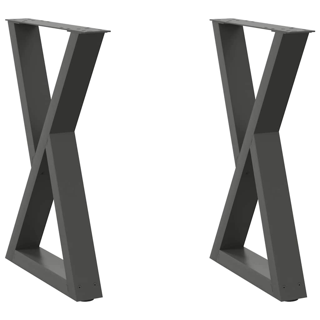 vidaXL Picioare masă de sufragerie, 2 buc., antracit, 50x(72-73,3) cm, oțel