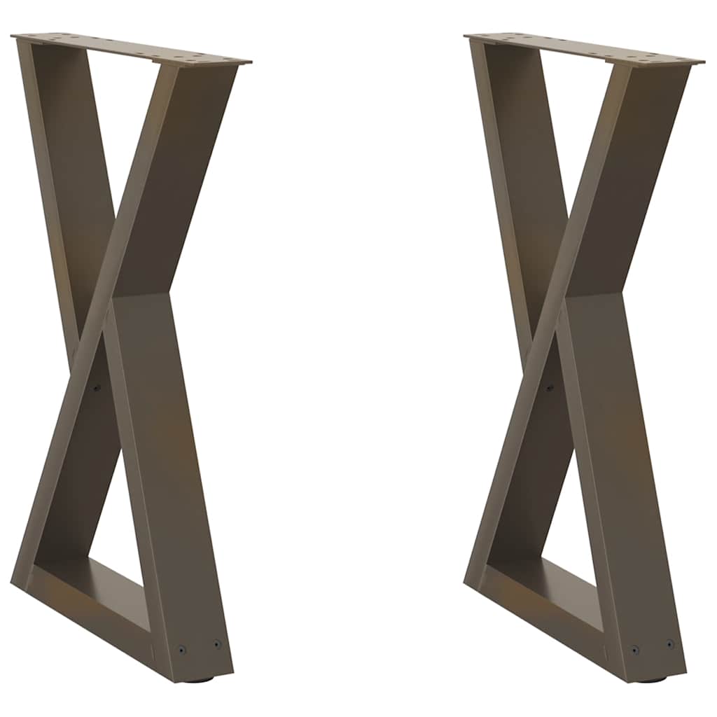 vidaXL Picioare masă de sufragerie, 2 buc., oțel natural, 50x(72-73,3) cm