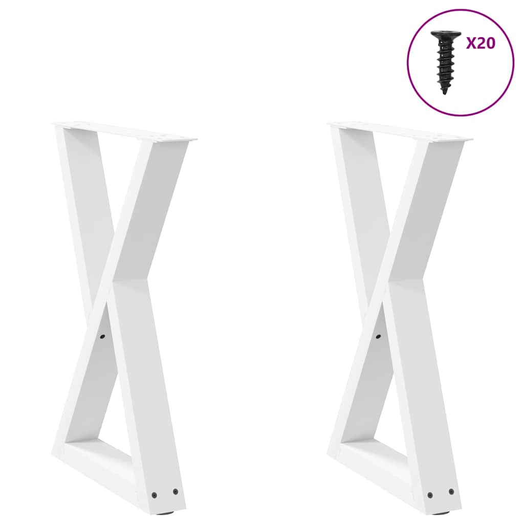 vidaXL Picioare masă de sufragerie, 2 buc., alb, 60x(72-73,3) cm, oțel