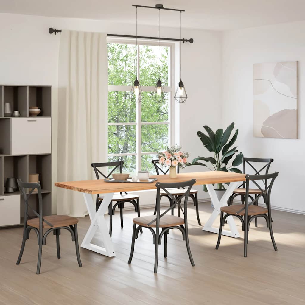 vidaXL Picioare masă de sufragerie, 2 buc., alb, 70x(72-73,3) cm, oțel