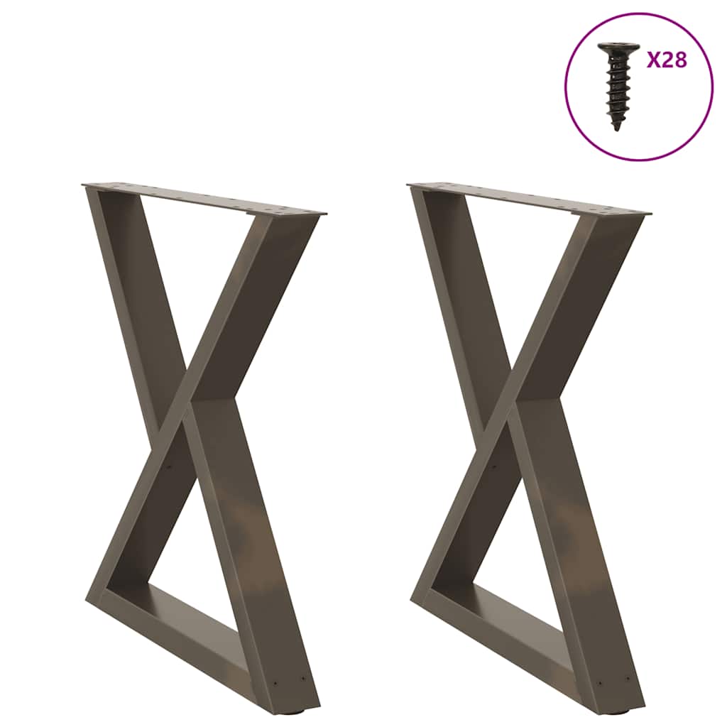 vidaXL Picioare masă de sufragerie, 2 buc., oțel natural, 70x(72-73,3) cm
