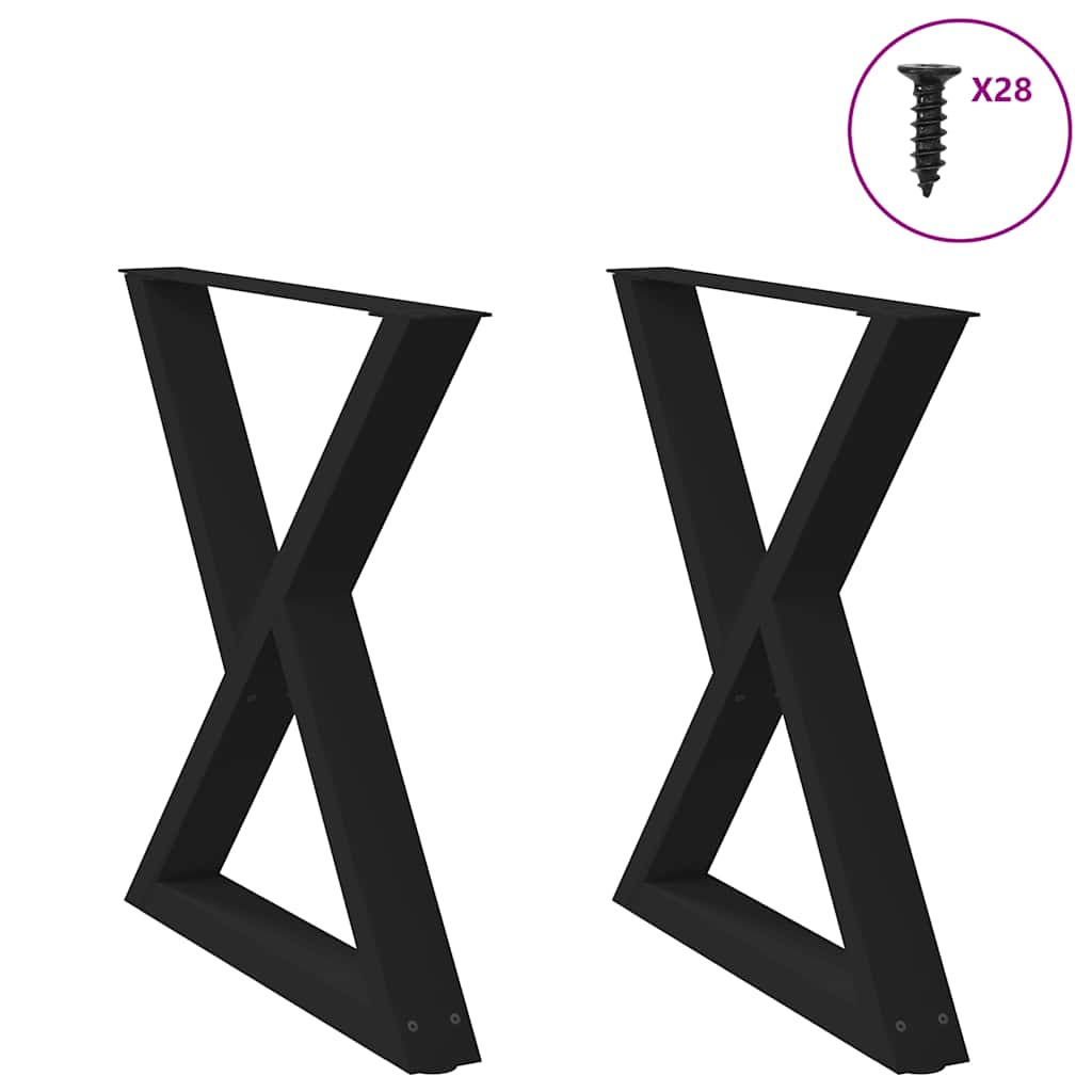 vidaXL Picioare masă de sufragerie, 2 buc., negru, 80x(72-73,3) cm, oțel