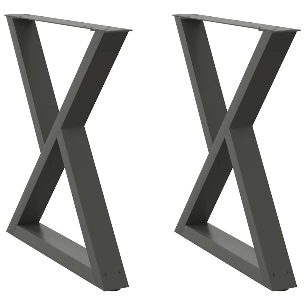 vidaXL Picioare masă de sufragerie, 2 buc., antracit, 80x(72-73,3) cm, oțel