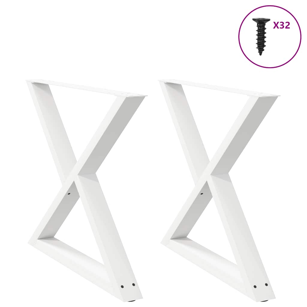 vidaXL Picioare masă de sufragerie, 2 buc., alb, 90x(72-73,3) cm, oțel