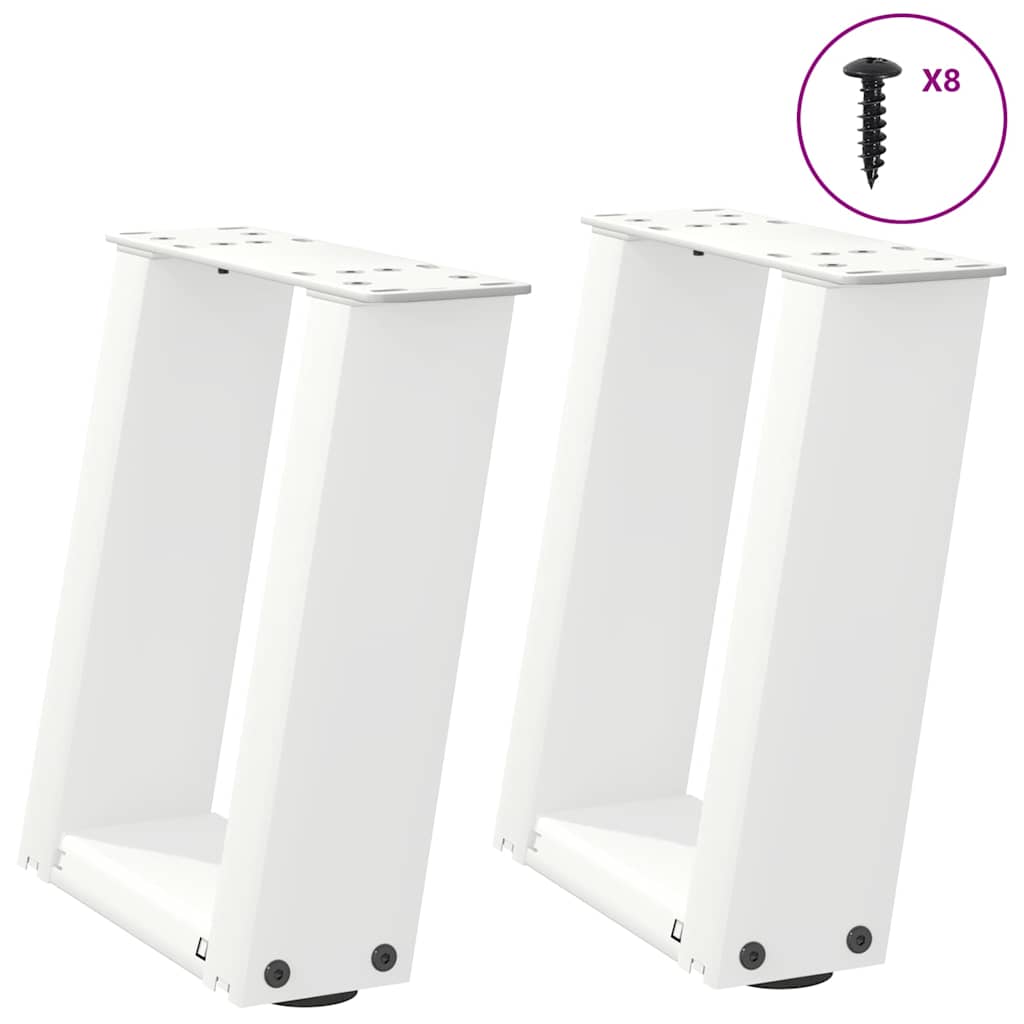 vidaXL Picioare pentru măsuță de cafea în formă de U, 2 buc., alb, 30x(30-31) cm, oțel