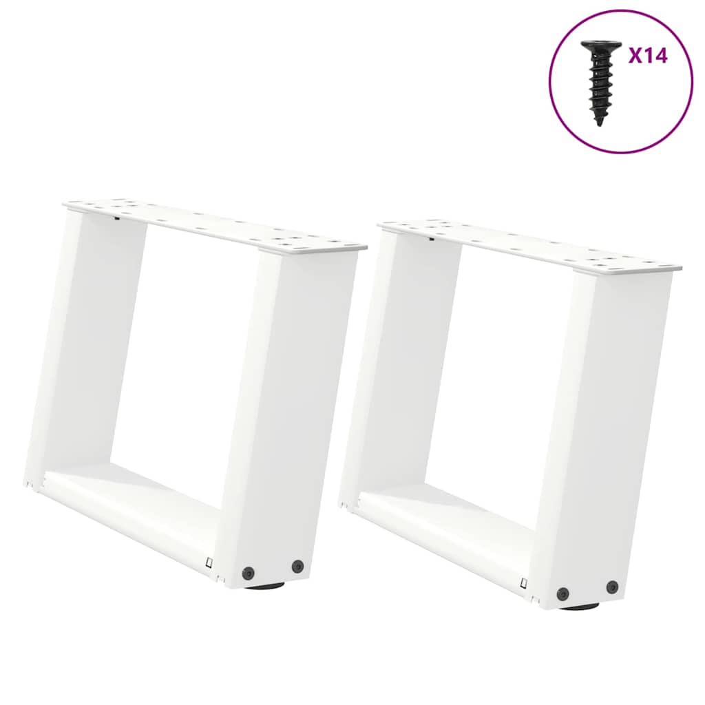 vidaXL Picioare pentru măsuță de cafea în formă de U, 2 buc., alb, 40x(30-31) cm, oțel