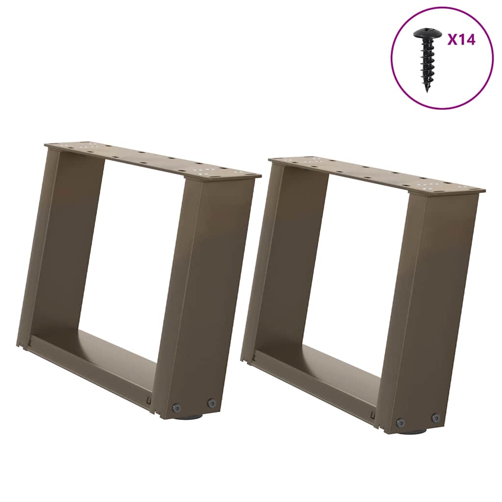 vidaXL Picioare pentru măsuță de cafea în formă de U, 2 buc., oțel natural, 50x(30-31) cm