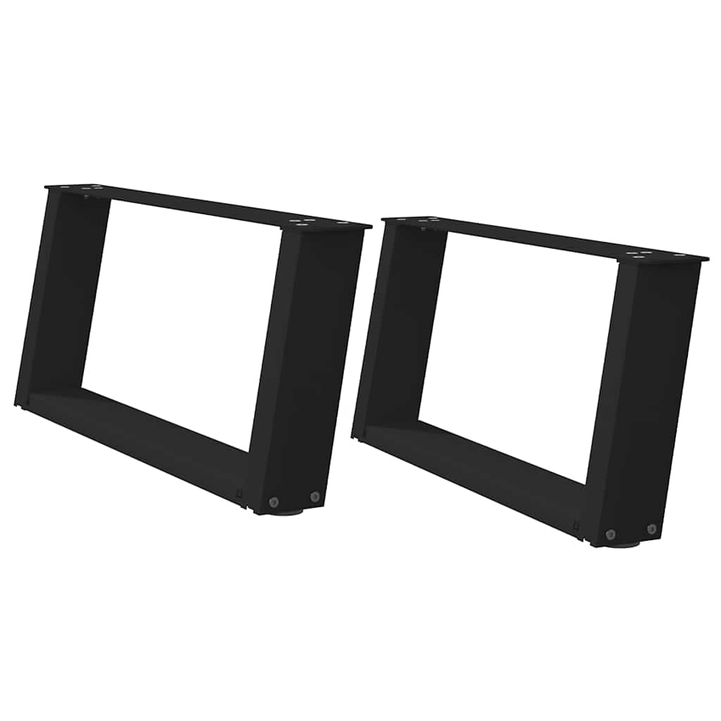 vidaXL Picioare pentru măsuță de cafea în formă de U, 2 buc., negru, 60x(30-31) cm, oțel vidaXL Picioare pentru măsuță de cafea în formă de U, 2 buc., negru, 60x(30-31) cm, oțel