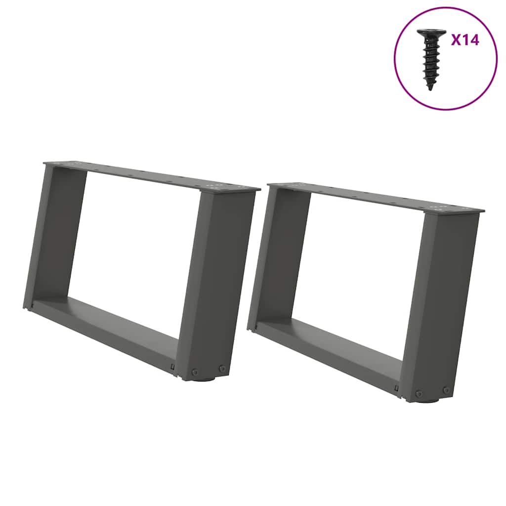vidaXL Picioare pentru măsuță de cafea în formă de U, 2 buc., antracit, 60x(30-31) cm, oțel vidaXL Picioare pentru măsuță de cafea în formă de U, 2 buc., antracit, 60x(30-31) cm, oțel