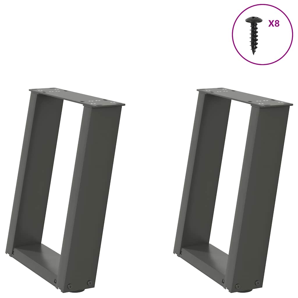 vidaXL Picioare pentru măsuță de cafea în formă de U, 2 buc., antracit, 28x(42-43) cm, oțel vidaXL Picioare pentru măsuță de cafea în formă de U, 2 buc., antracit, 28x(42-43) cm, oțel