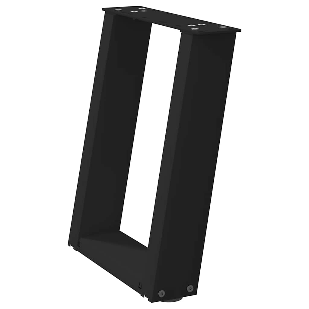 vidaXL Picioare pentru măsuță de cafea în formă de U, 2 buc., negru, 38x(42-43) cm, oțel vidaXL Picioare pentru măsuță de cafea în formă de U, 2 buc., negru, 38x(42-43) cm, oțel