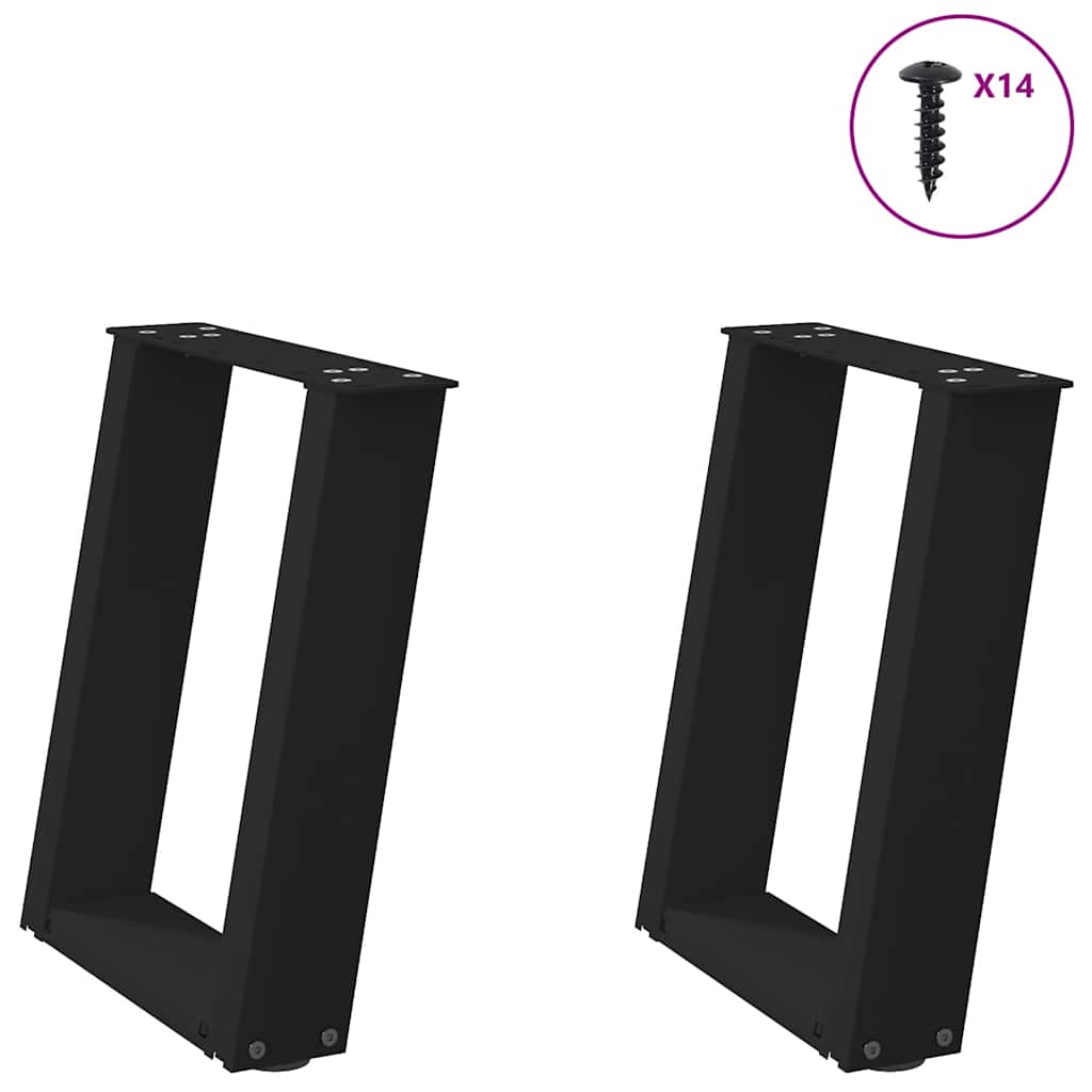 vidaXL Picioare pentru măsuță de cafea în formă de U, 2 buc., negru, 38x(42-43) cm, oțel vidaXL Picioare pentru măsuță de cafea în formă de U, 2 buc., negru, 38x(42-43) cm, oțel