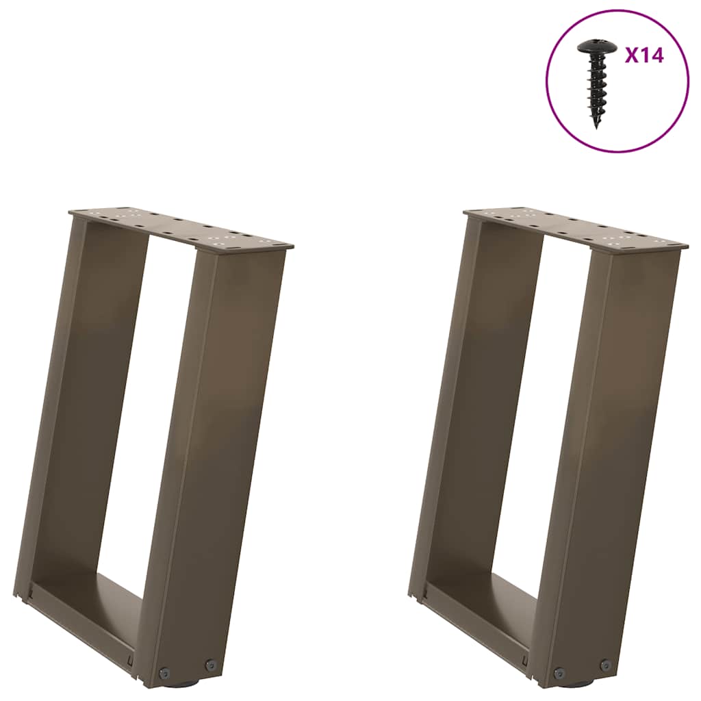 vidaXL Picioare pentru măsuță de cafea în formă de U, 2 buc., oțel natural, 38x(42-43) cm