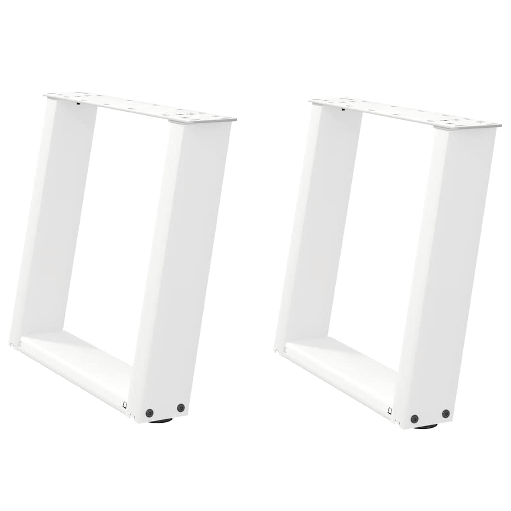 vidaXL Picioare pentru măsuță de cafea în formă de U, 2 buc., alb, 50x(42-43) cm, oțel