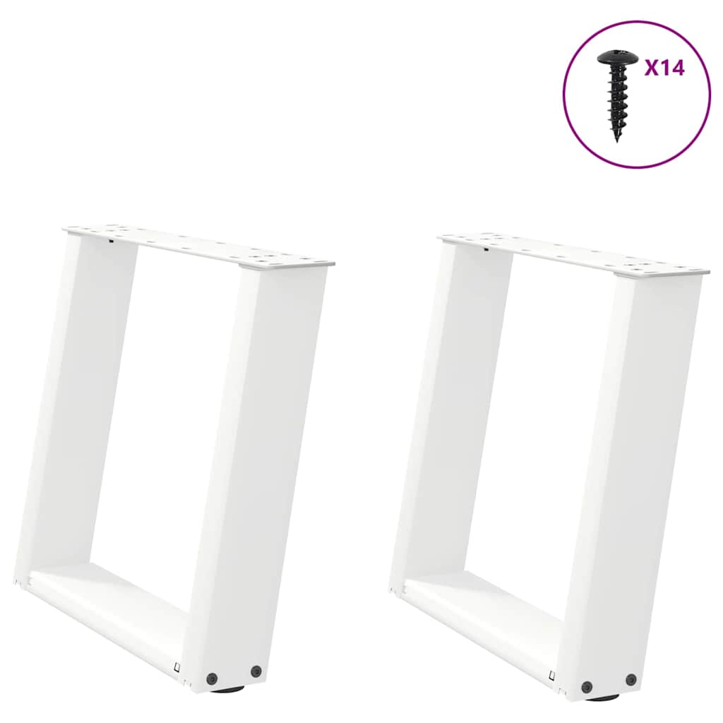 vidaXL Picioare pentru măsuță de cafea în formă de U, 2 buc., alb, 50x(42-43) cm, oțel
