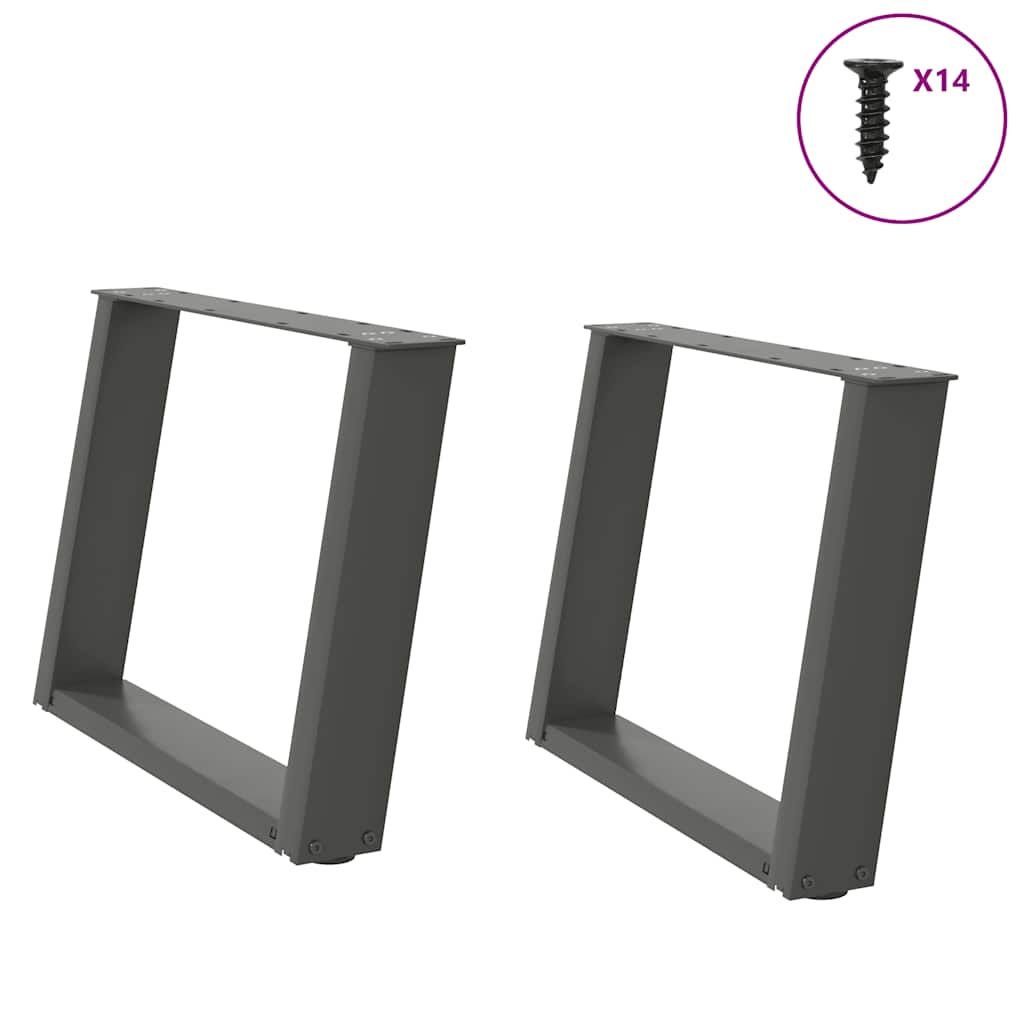 vidaXL Picioare pentru măsuță de cafea în formă de U, 2 buc., antracit, 60x(42-43) cm, oțel vidaXL Picioare pentru măsuță de cafea în formă de U, 2 buc., antracit, 60x(42-43) cm, oțel