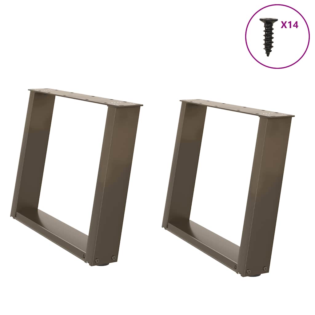 vidaXL Picioare pentru măsuță de cafea în formă de U, 2 buc., oțel natural, 60 x (42-43) cm