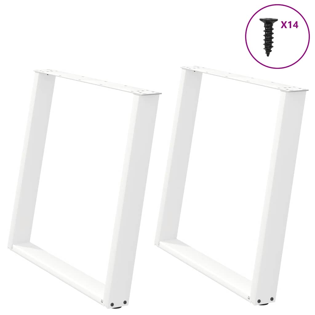 vidaXL Picioare de masă în formă de U, 2 buc., alb, 100 x (72-73) cm, oțel