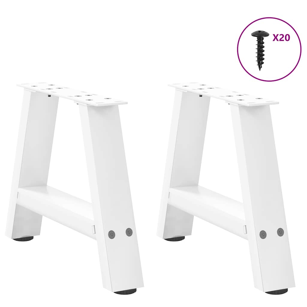 vidaXL Picioare pentru măsuță de cafea în formă de A, 2 buc., alb, 40x(30-31) cm, oțel