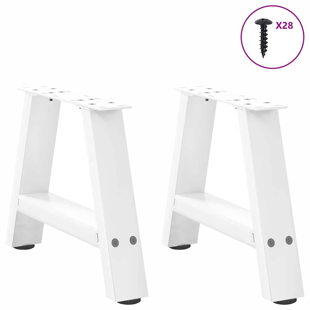 vidaXL Picioare pentru măsuță de cafea în formă de A, 2 buc., alb, 50x(30-31) cm, oțel