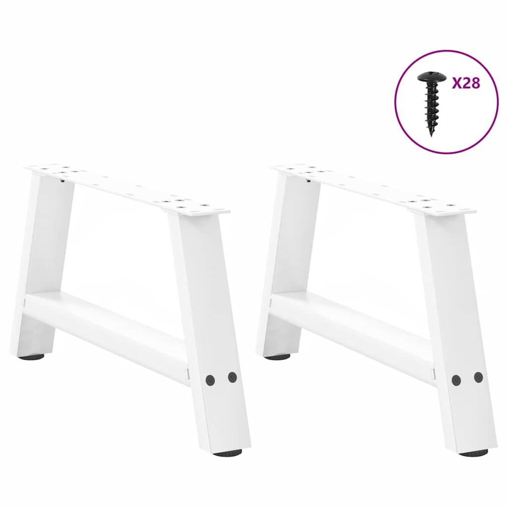 vidaXL Picioare pentru măsuță de cafea în formă de A, 2 buc., alb, 60x(30-31) cm, oțel