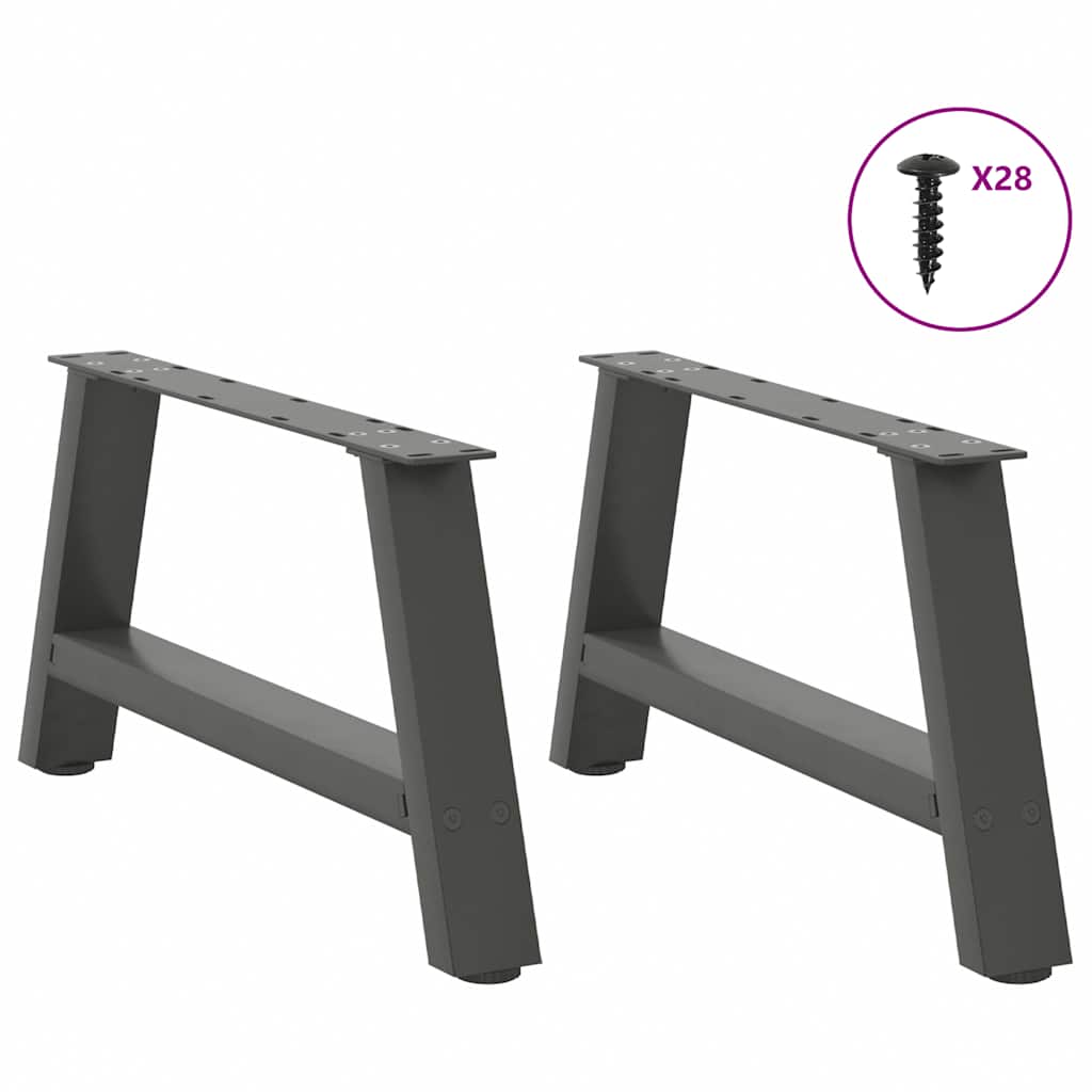 vidaXL Picioare pentru măsuță de cafea în formă de A, 2 buc., antracit, 70x(30-31) cm, oțel