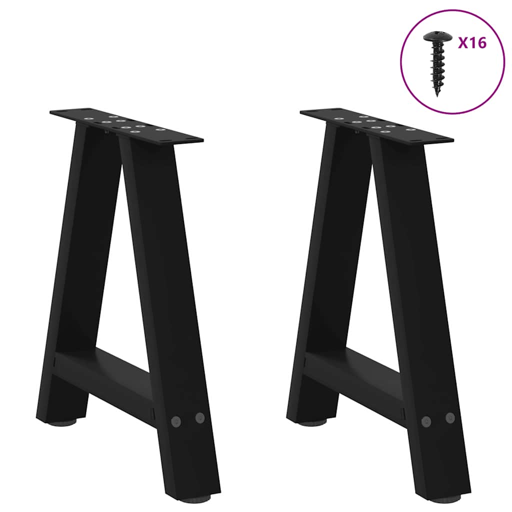 vidaXL Picioare pentru măsuță de cafea în formă de A, 2 buc., negru, 38x(42-43) cm, oțel vidaXL Picioare pentru măsuță de cafea în formă de A, 2 buc., negru, 38x(42-43) cm, oțel