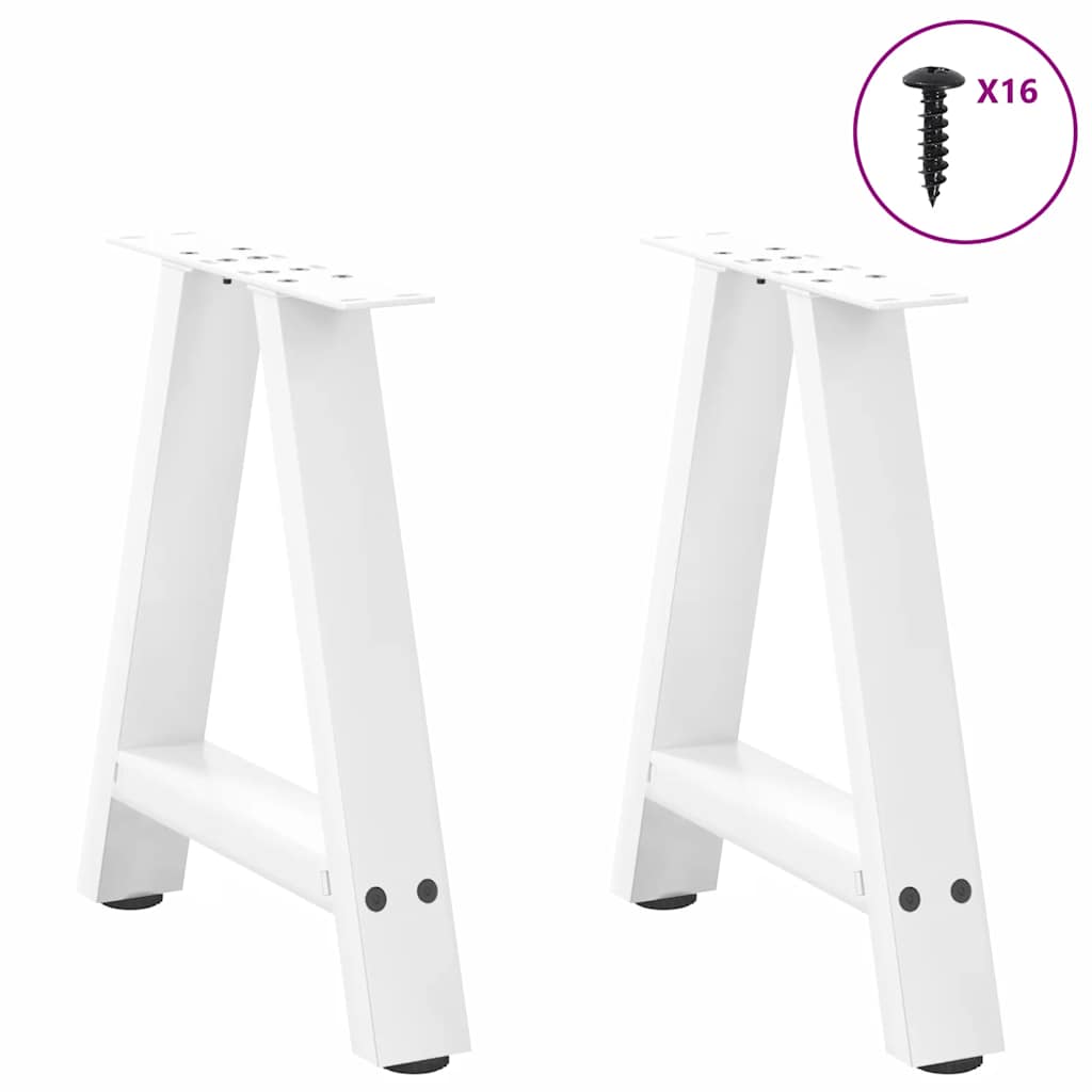 vidaXL Picioare pentru măsuță de cafea în formă de A, 2 buc., alb, 38x(42-43) cm, oțel vidaXL Picioare pentru măsuță de cafea în formă de A, 2 buc., alb, 38x(42-43) cm, oțel
