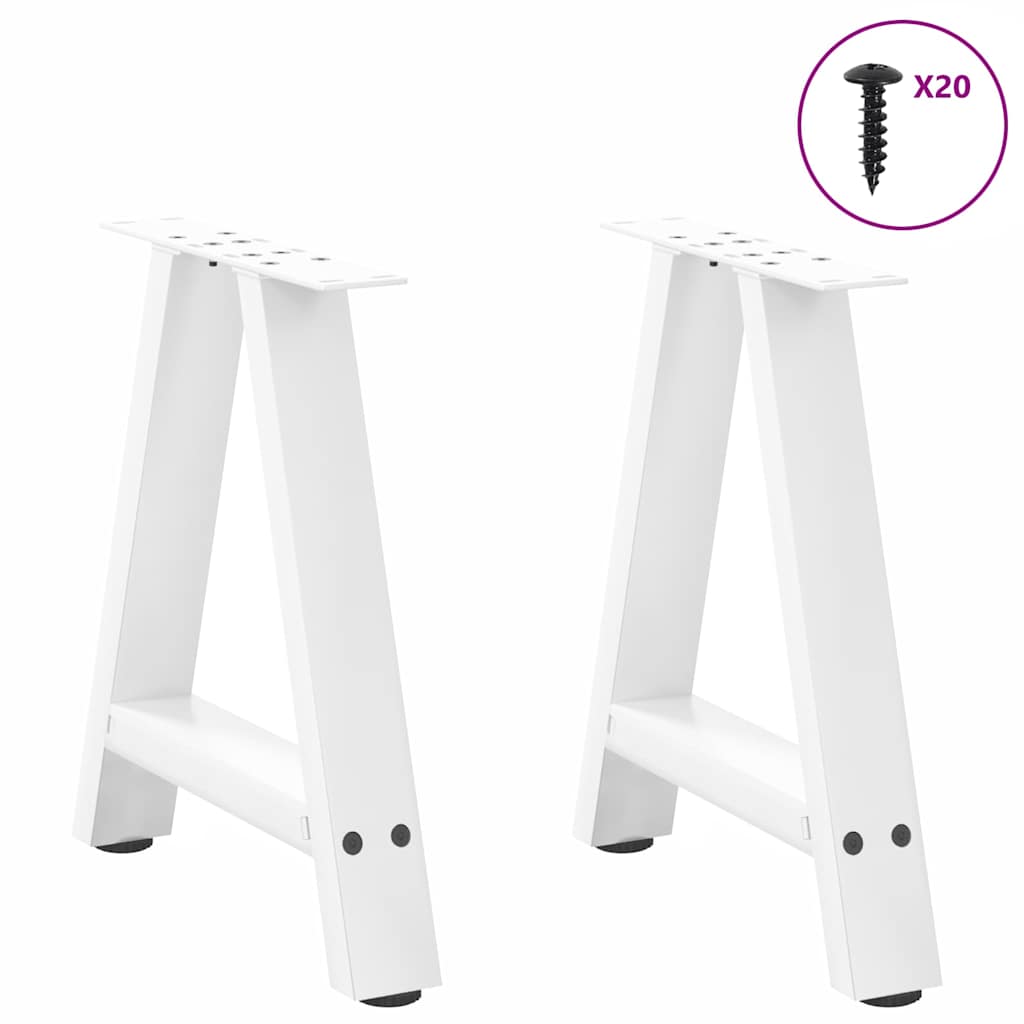 vidaXL Picioare pentru măsuță de cafea în formă de A, 2 buc., alb, 50x(42-43) cm, oțel