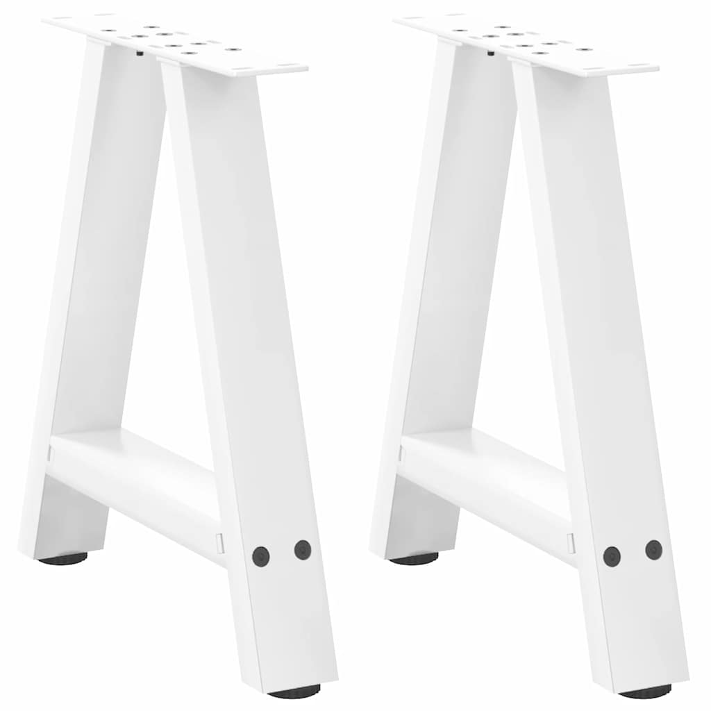 vidaXL Picioare pentru măsuță de cafea în formă de A, 2 buc., alb, 50x(42-43) cm, oțel