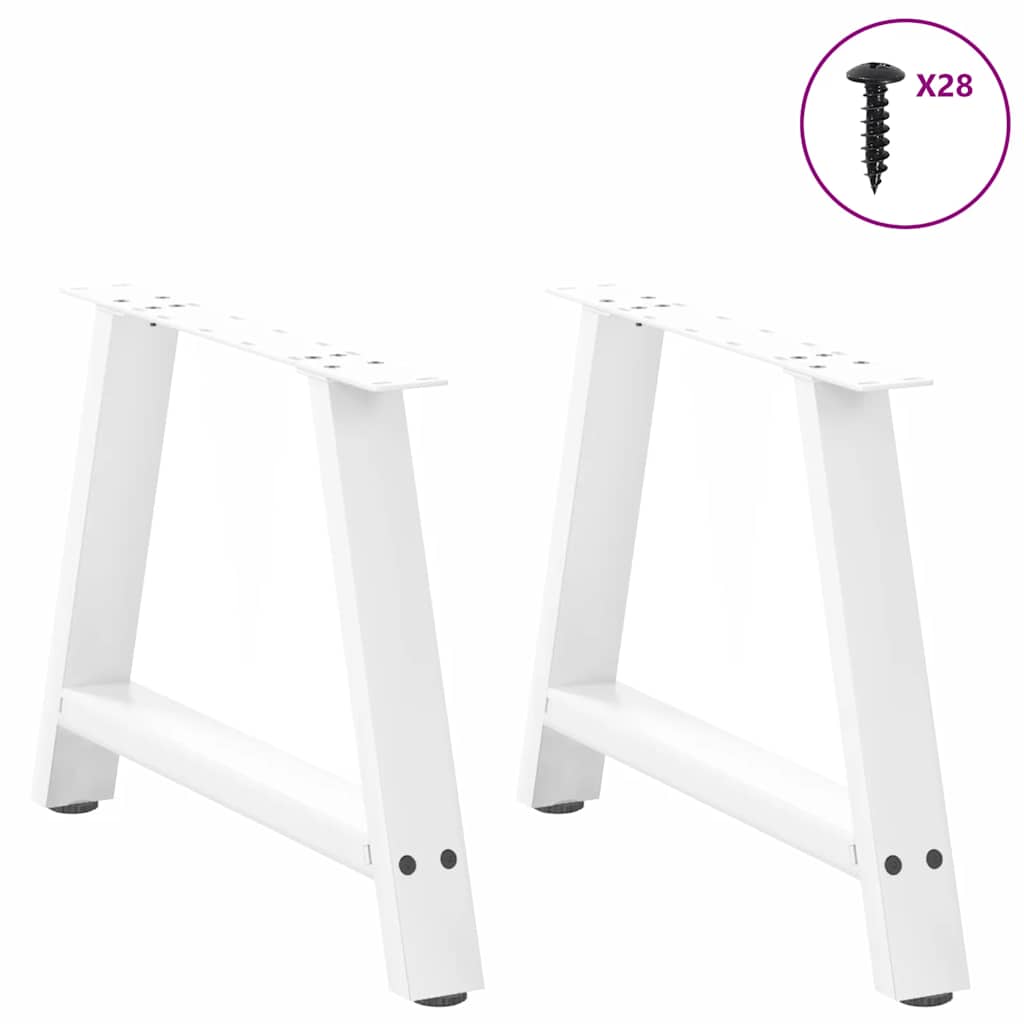 vidaXL Picioare pentru măsuță de cafea în formă de A, 2 buc., alb, 60x(42-43) cm, oțel