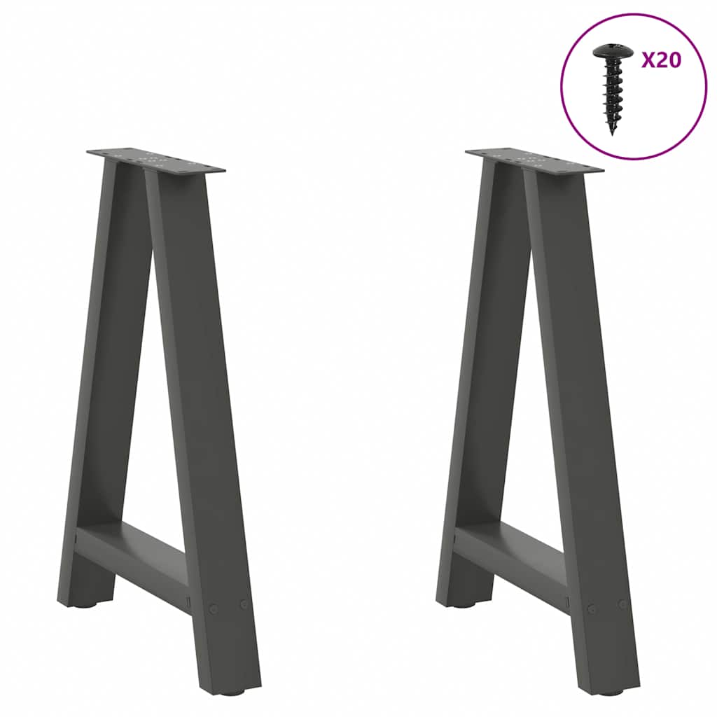 vidaXL Picioare de masă în formă de A, 2 buc., antracit, 60x(72-73) cm, oțel vidaXL Picioare de masă în formă de A, 2 buc., antracit, 60x(72-73) cm, oțel