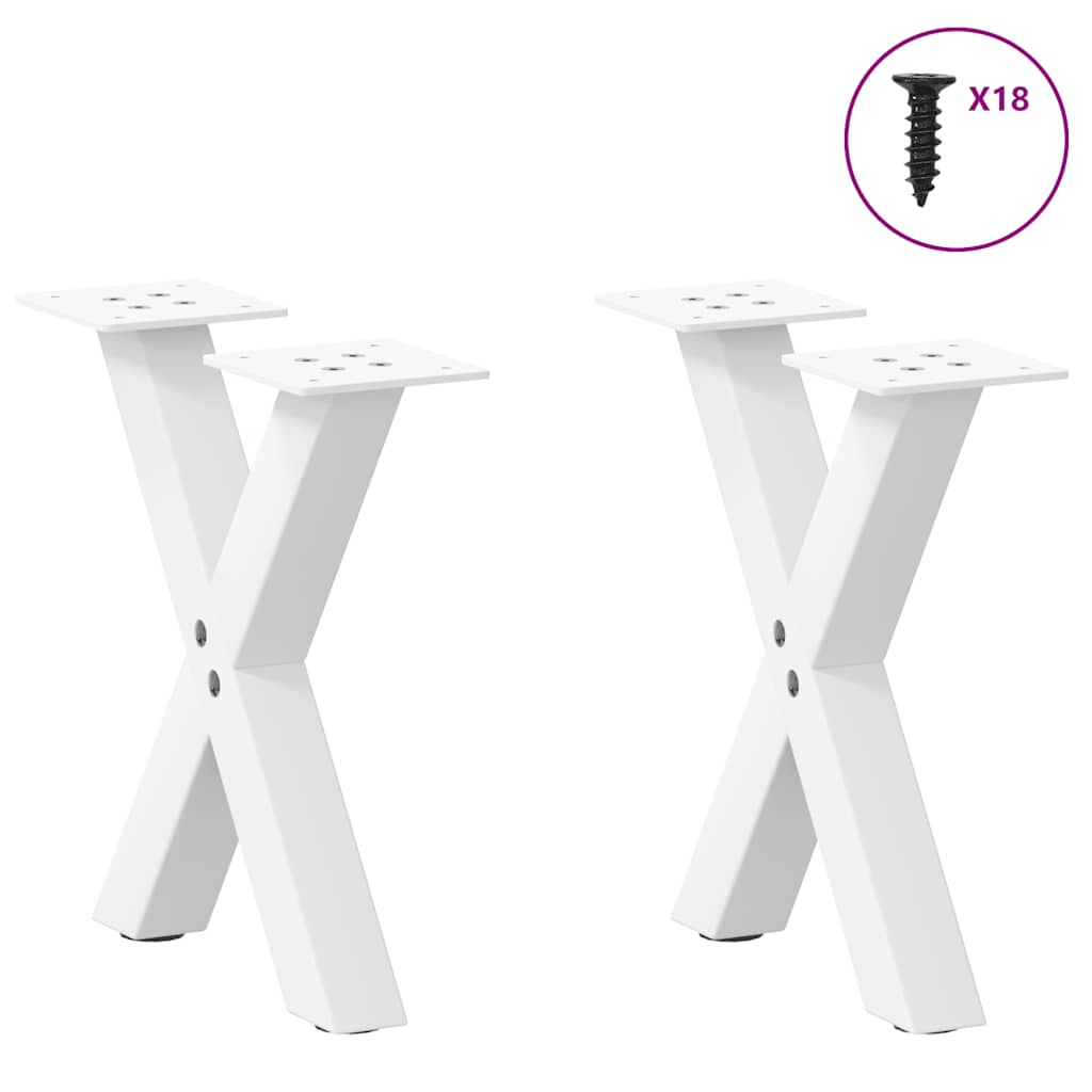 vidaXL Picioare pentru măsuță de cafea în formă de X, 2 buc., alb, 30x(30-31) cm, oțel