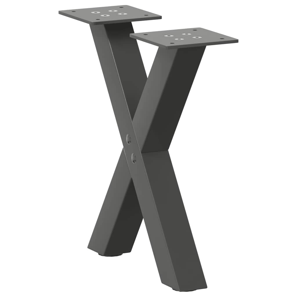 vidaXL Picioare pentru măsuță de cafea în formă de X, 2 buc., antracit, 30x(30-31) cm, oțel
