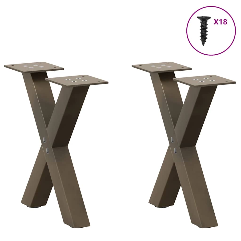 vidaXL Picioare pentru măsuță de cafea în formă de X, 2 buc., oțel natural, 30x(30-31) cm