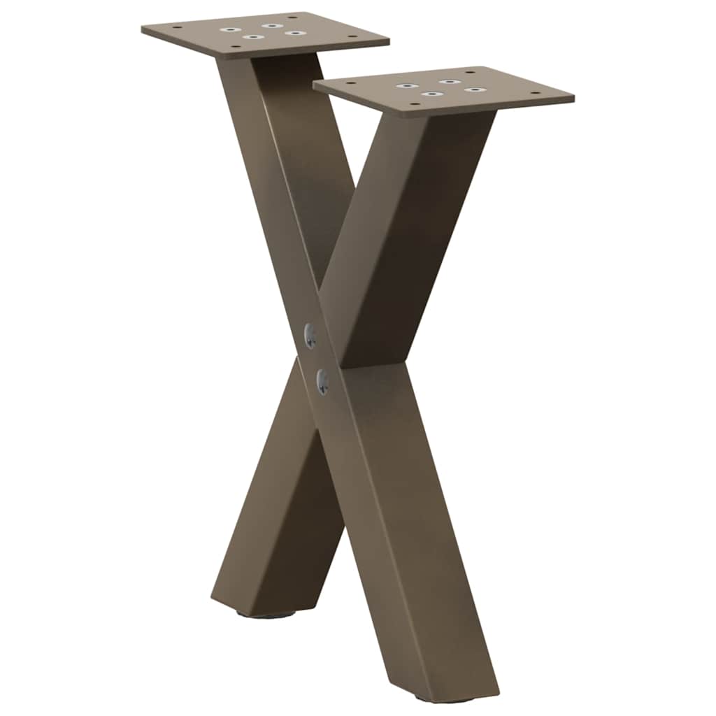vidaXL Picioare pentru măsuță de cafea în formă de X, 2 buc., oțel natural, 30x(30-31) cm
