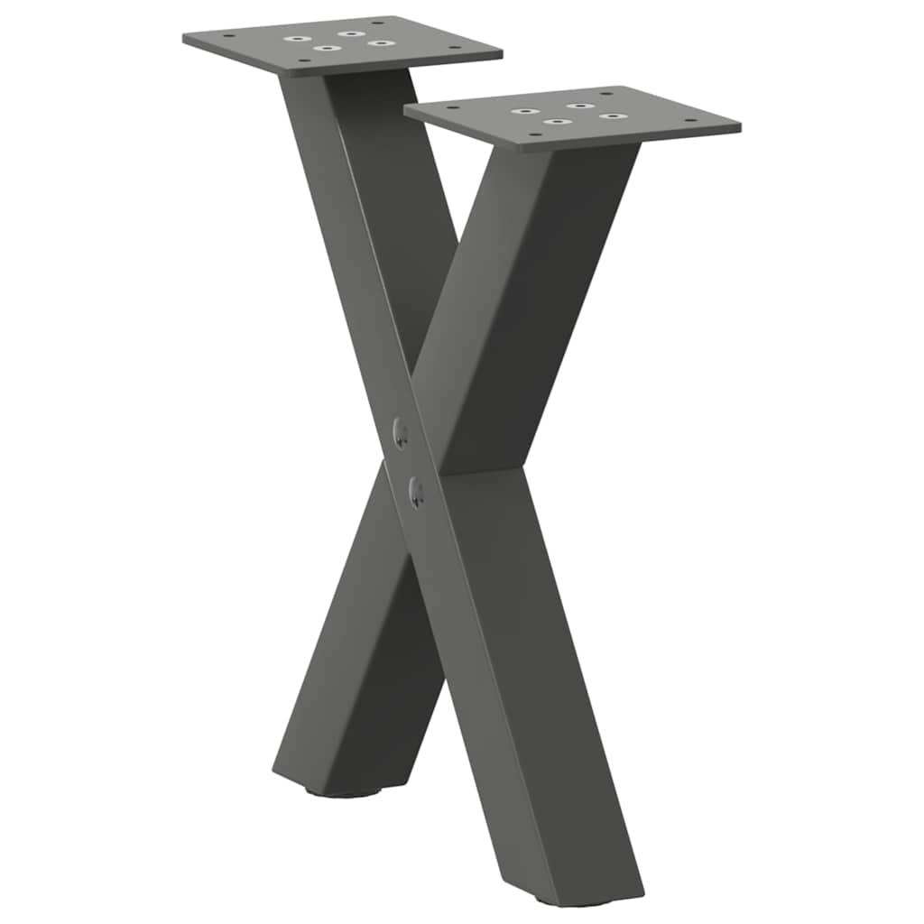 vidaXL Picioare pentru măsuță de cafea în formă de X, 2 buc., antracit, 37x(30-31) cm, oțel