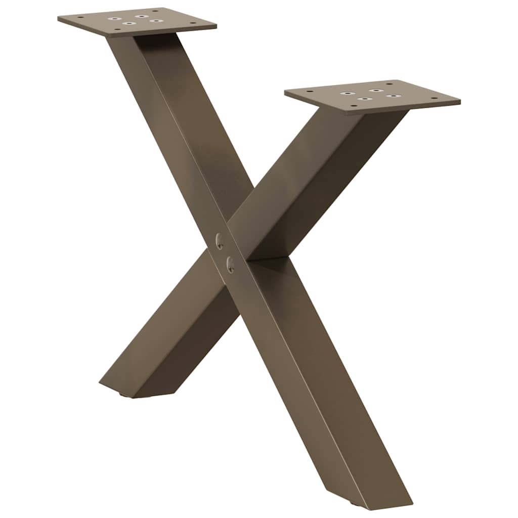 vidaXL Picioare pentru măsuță de cafea în formă de X, 2 buc., oțel natural, 50x(30-31) cm