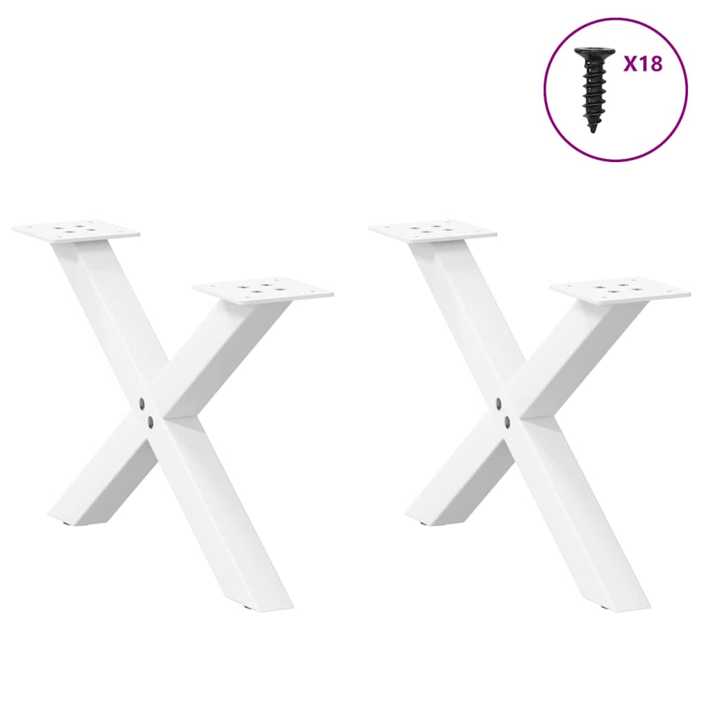 vidaXL Picioare pentru măsuță de cafea în formă de X, 2 buc., alb, 60x(30-31) cm, oțel