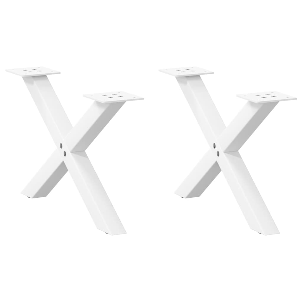 vidaXL Picioare pentru măsuță de cafea în formă de X, 2 buc., alb, 60x(30-31) cm, oțel