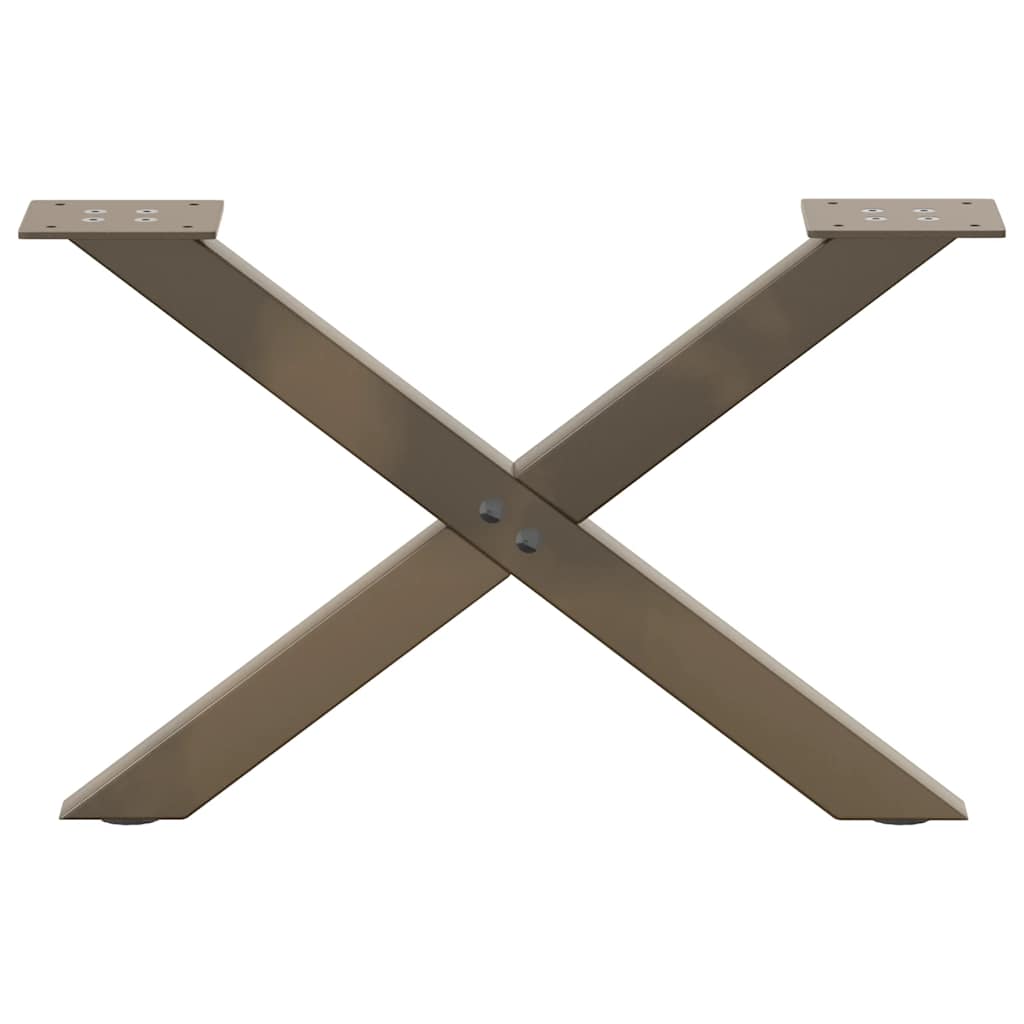 vidaXL Picioare pentru măsuță de cafea în formă de X, 2 buc., oțel natural, 60 x (30-31) cm