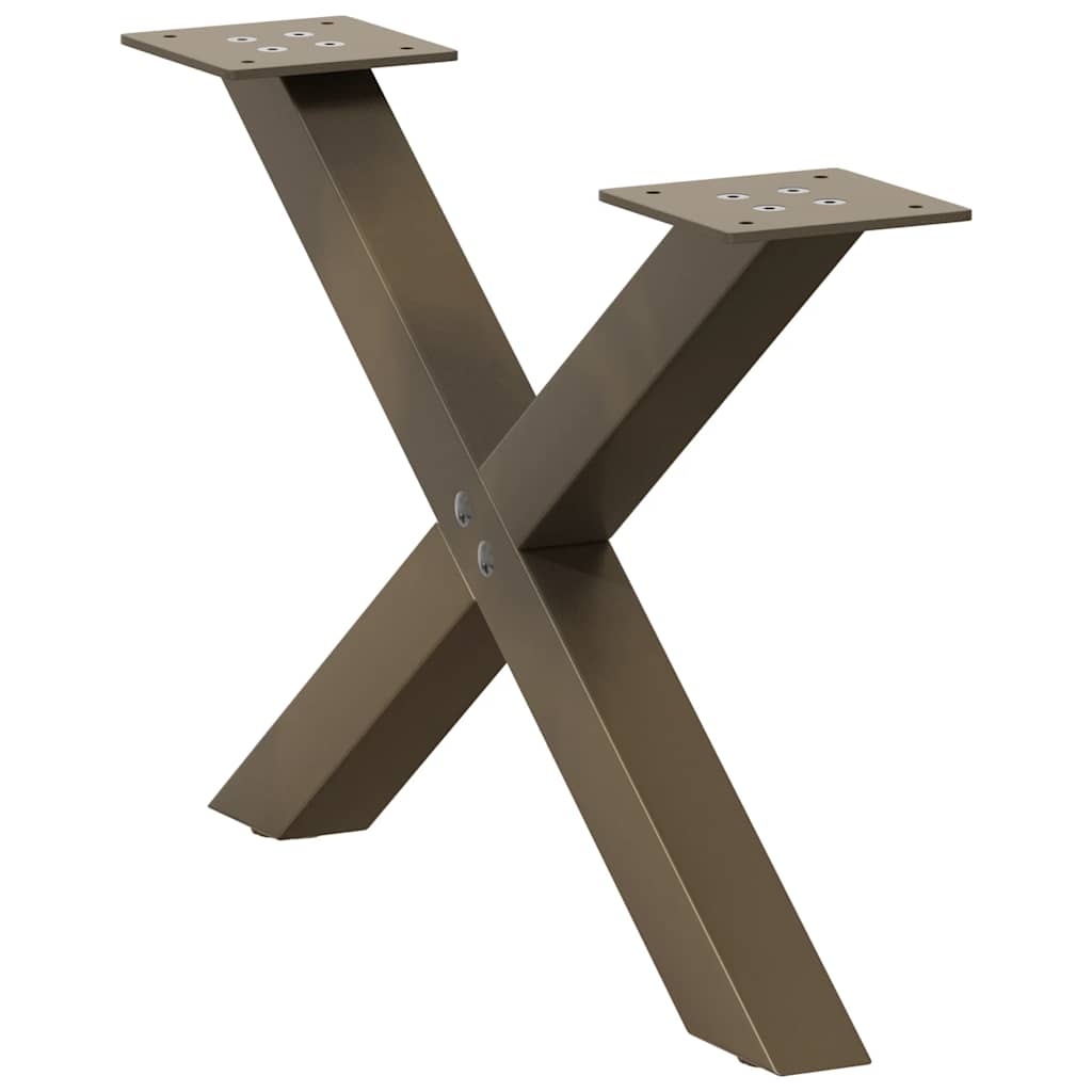 vidaXL Picioare pentru măsuță de cafea în formă de X, 2 buc., oțel natural, 60 x (30-31) cm