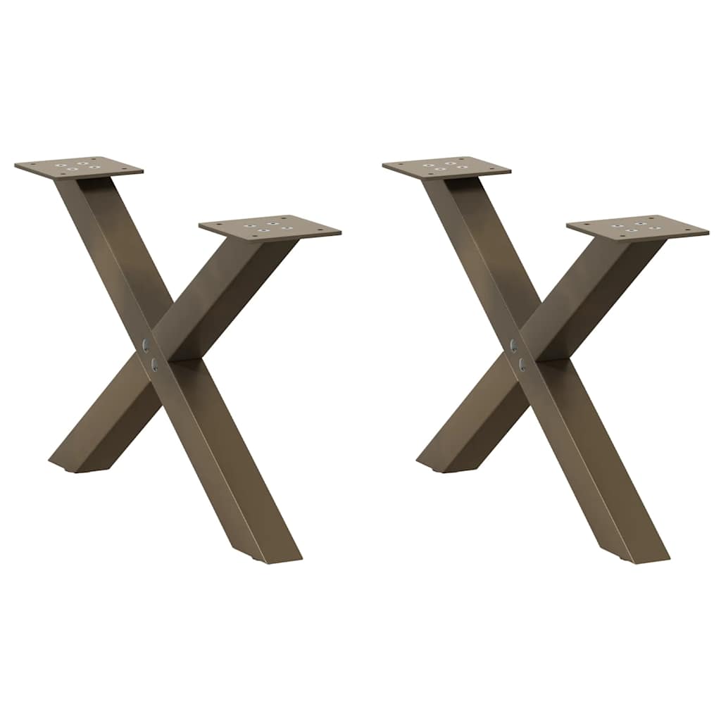 vidaXL Picioare pentru măsuță de cafea în formă de X, 2 buc., oțel natural, 60 x (30-31) cm