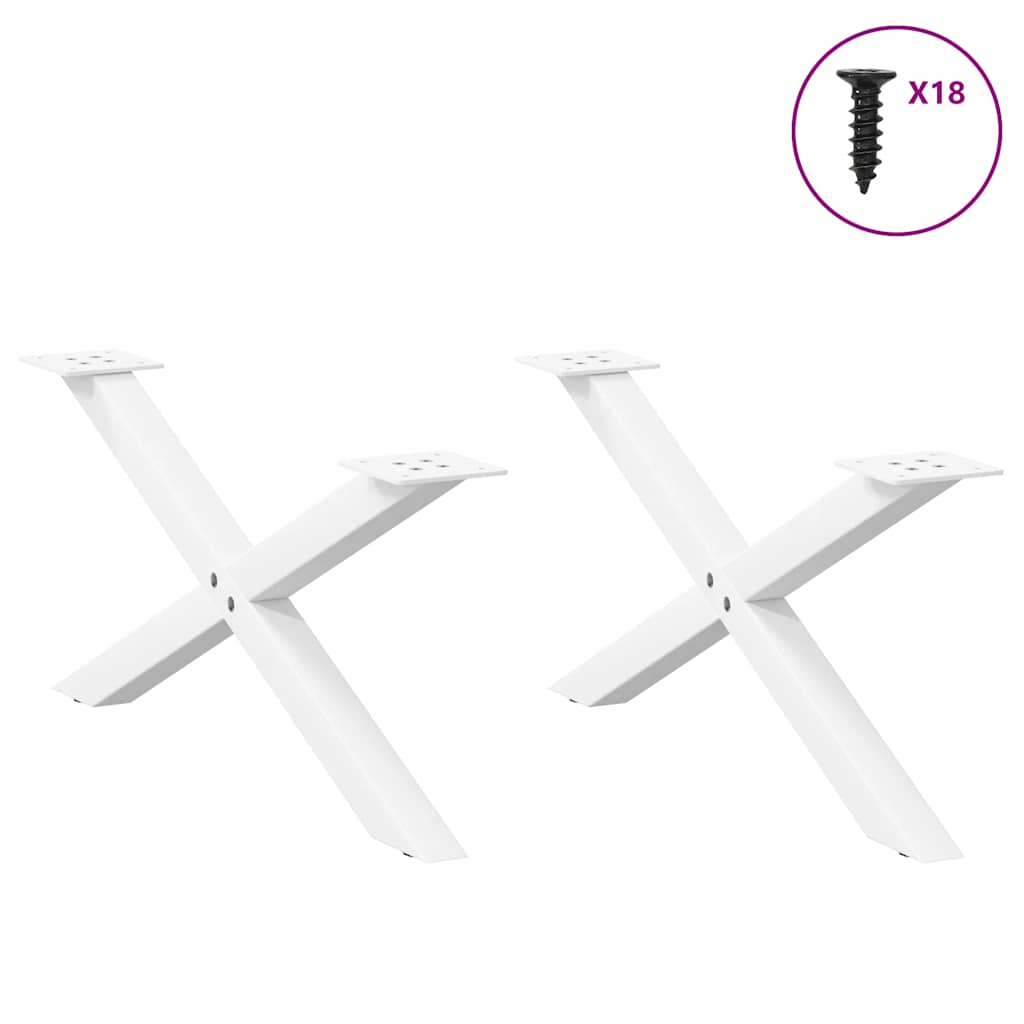 vidaXL Picioare pentru măsuță de cafea în formă de X, 2 buc., alb, 70x(30-31) cm, oțel