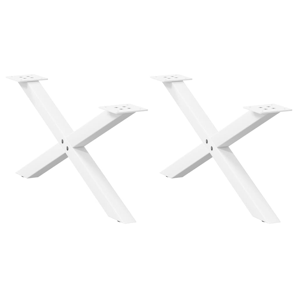 vidaXL Picioare pentru măsuță de cafea în formă de X, 2 buc., alb, 70x(30-31) cm, oțel