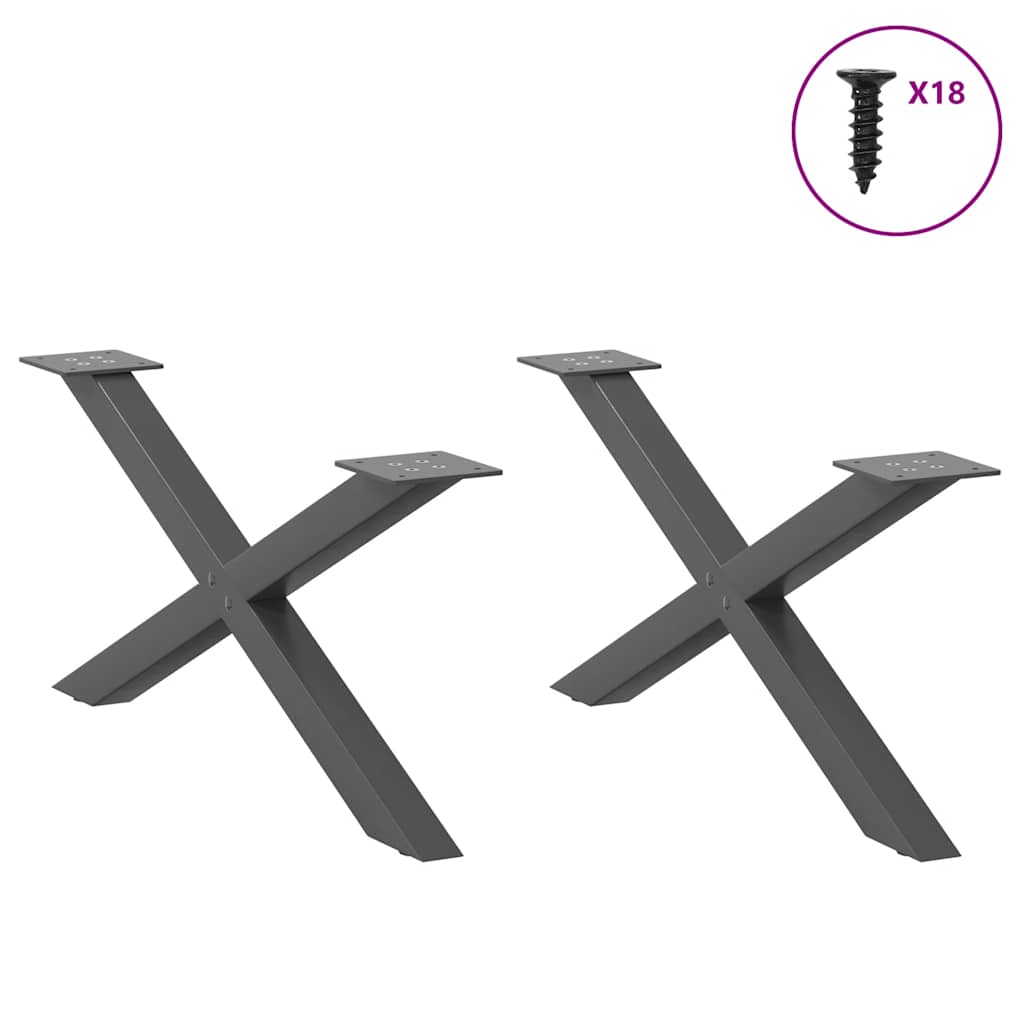 vidaXL Picioare pentru măsuță de cafea în formă de X, 2 buc., antracit, 70x(30-31) cm, oțel vidaXL Picioare pentru măsuță de cafea în formă de X, 2 buc., antracit, 70x(30-31) cm, oțel