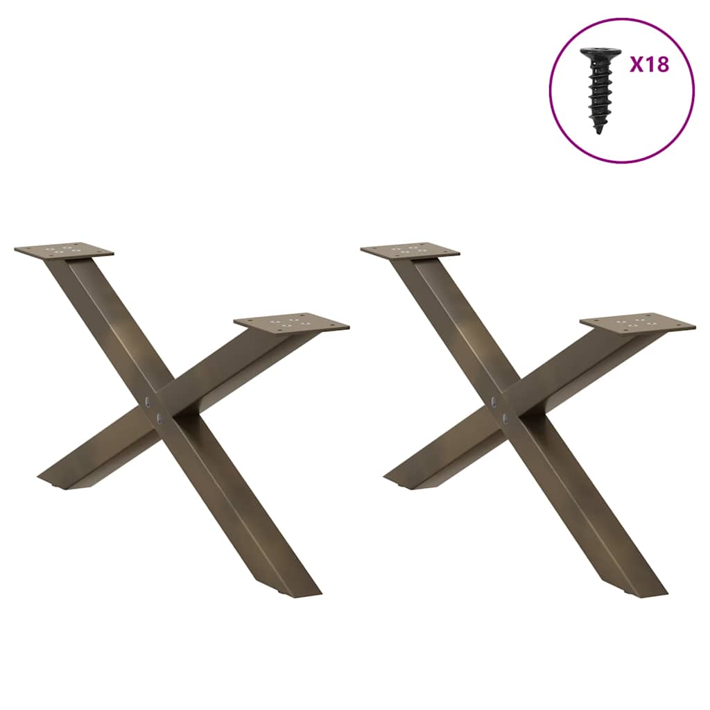 vidaXL Picioare pentru masă de cafea în formă de X, 2 buc., oțel natural, 70x(30-31) cm vidaXL Picioare pentru masă de cafea în formă de X, 2 buc., oțel natural, 70x(30-31) cm