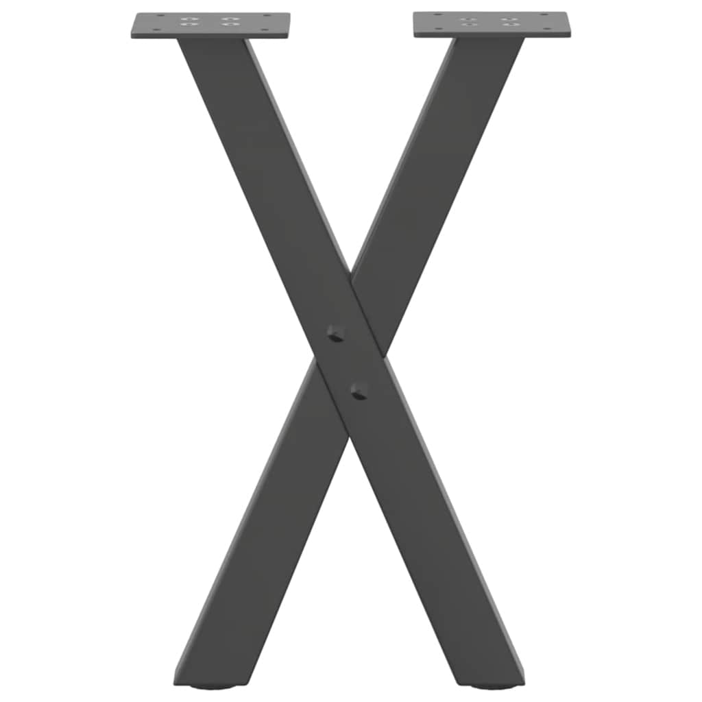 vidaXL Picioare pentru măsuță de cafea în formă de X, 2 buc., antracit, 28x(42-43) cm, oțel