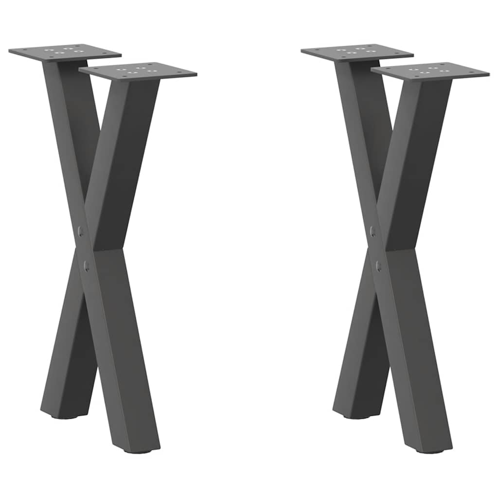 vidaXL Picioare pentru măsuță de cafea în formă de X, 2 buc., antracit, 28x(42-43) cm, oțel